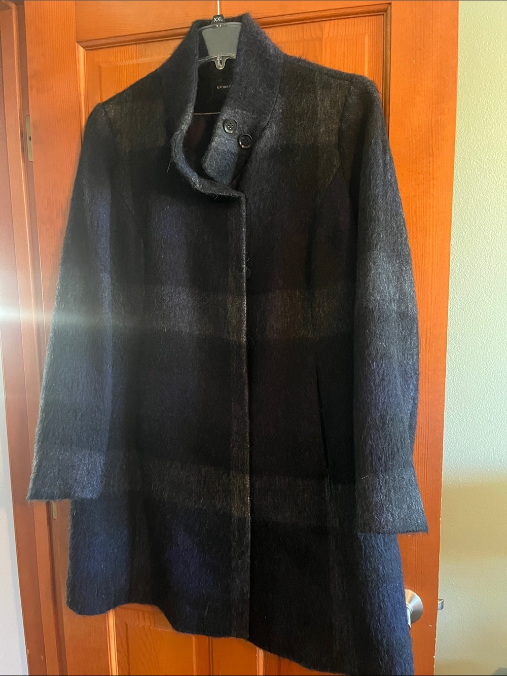 Classic Women's Navy & Black Stand-Collar Trench Coat
